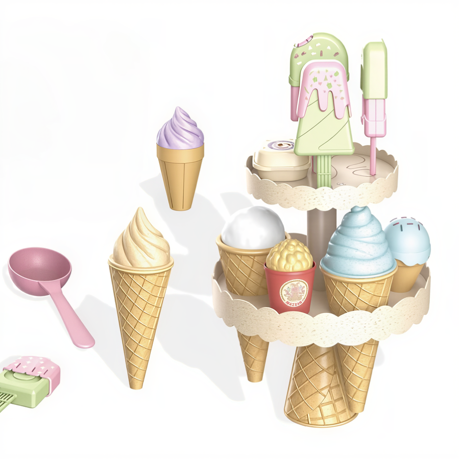 Gourmet Play Wheat Straw Ice Cream Set (28PC)