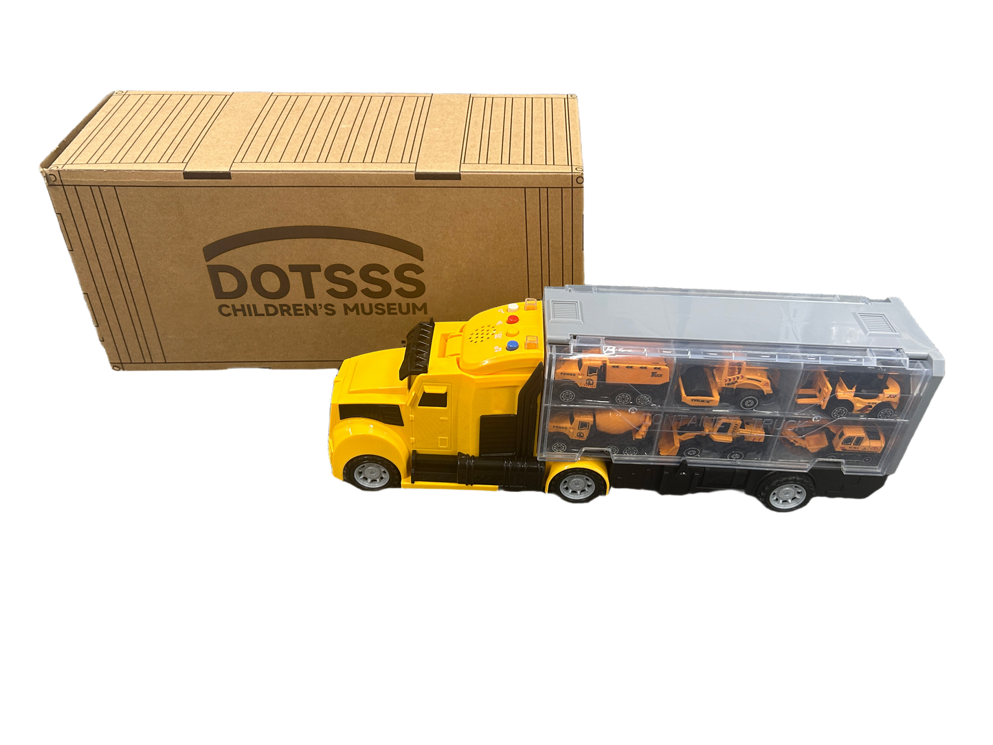 DOTSSS CHILDREN’S MUSEUM/DOTSSS  Long-Nose Container Truck + Yellow Construction Alloy Vehicle Set