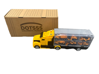 DOTSSS CHILDREN’S MUSEUM/DOTSSS  Long-Nose Container Truck + Yellow Construction Alloy Vehicle Set