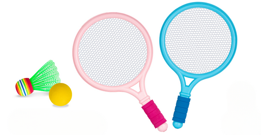 Children's tennis/badminton racket blue/pink (with 1 badminton+1UVA ball)