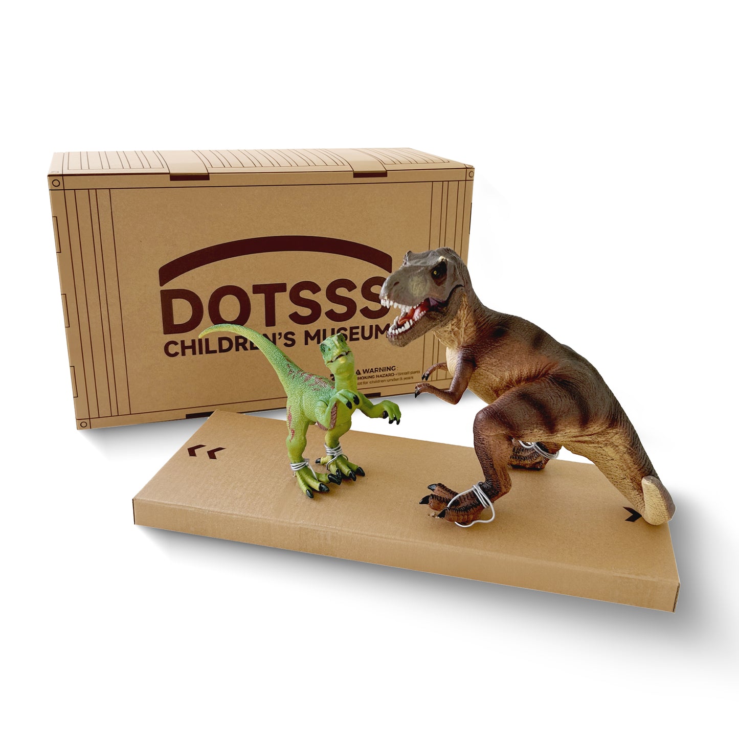 DOTSSS CHILDREN’S MUSEUM/DOTSSS  Cretaceous Ultimate Predators (Brown Crouching T-Rex + Green Velociraptor)