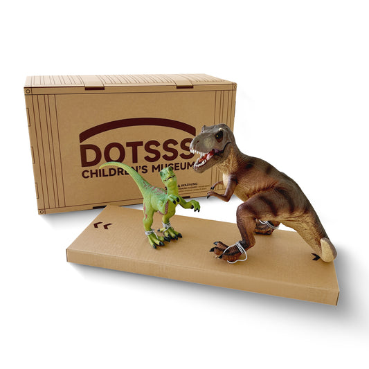DOTSSS CHILDREN’S MUSEUM/DOTSSS  Cretaceous Ultimate Predators (Brown Crouching T-Rex + Green Velociraptor)