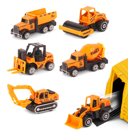 DOTSSS CHILDREN’S MUSEUM/DOTSSS  Long-Nose Container Truck + Yellow Construction Alloy Vehicle Set
