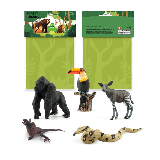 Tropical Rainforest B
(Chimpanzee, Toucan, Frill-Necked Lizard, Python, Okapi)