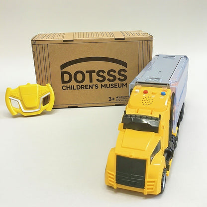 DOTSSS CHILDREN’S MUSEUM/DOTSSS  Long-Nose Container Truck + Yellow Construction Alloy Vehicle Set